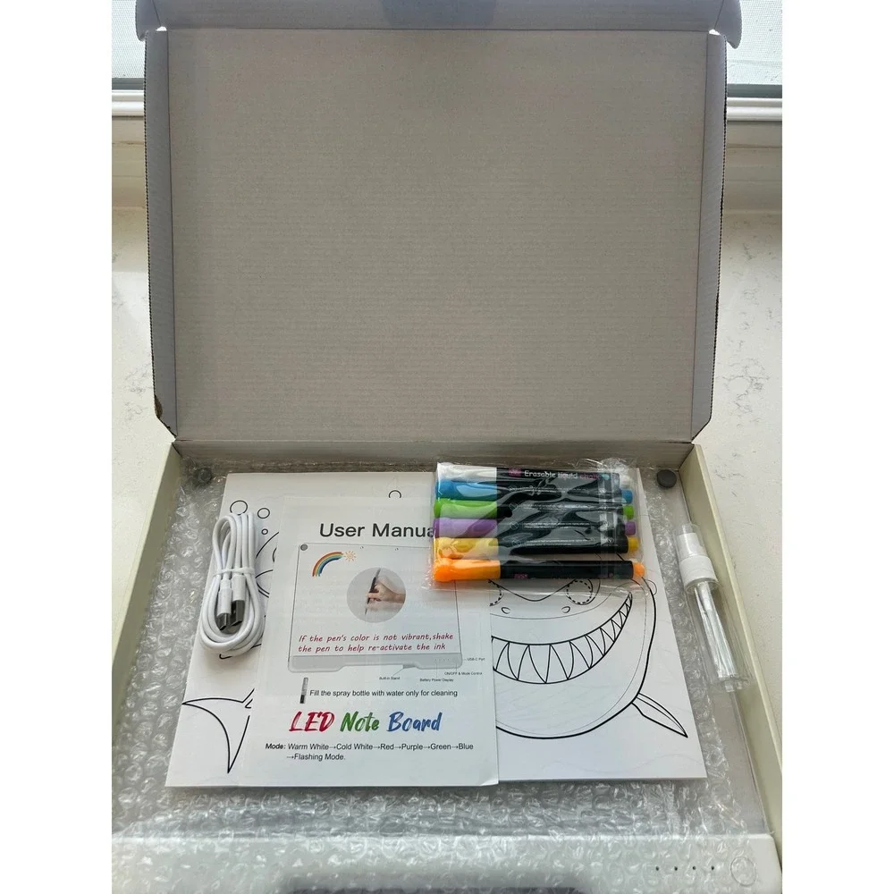 LED Note Board Whiteboard‎ with Markers USB Charging for Drawing Writing 16